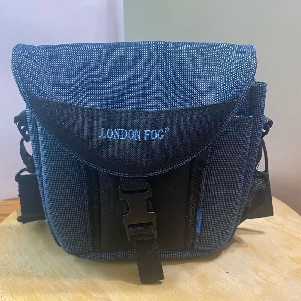 London Fog Blue Small Multicompartment Padded Camera Bag with Strap